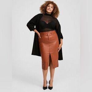Torrid Midi Faux Leather Front Slit Skirt Size 22